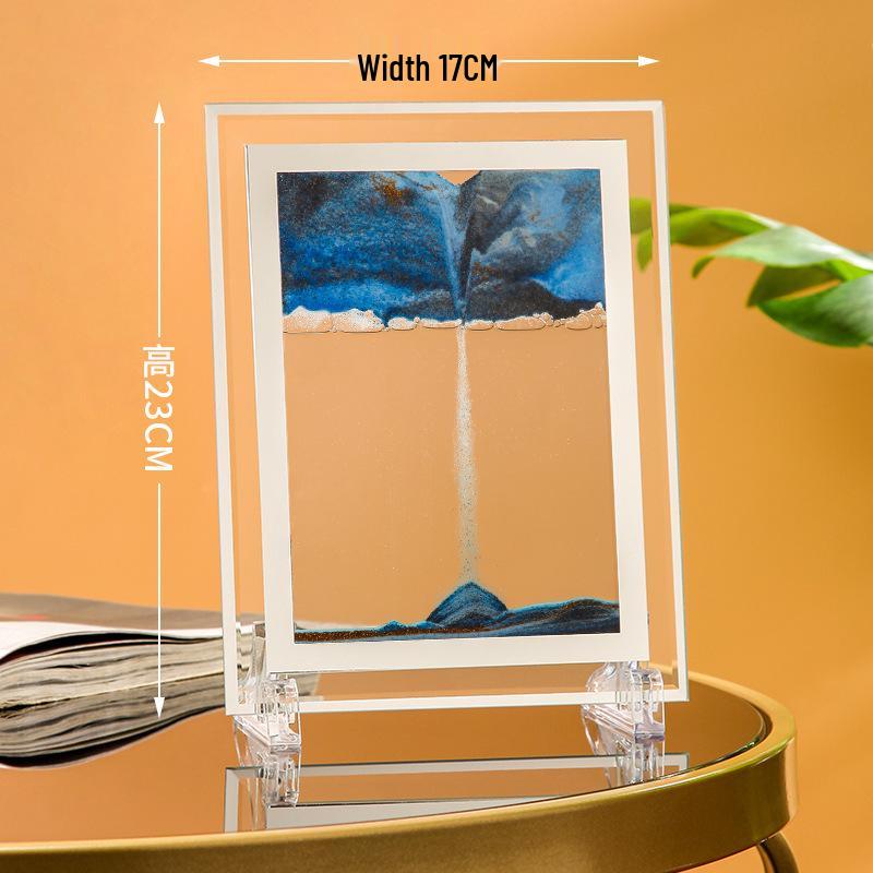 Ornament 3D Ruchomy Piasek Lustrzane Krawędzie Kwadratowy Obraz do Salonu - Szklana Dekoracja Rękodzieła Zestaw na Prezent