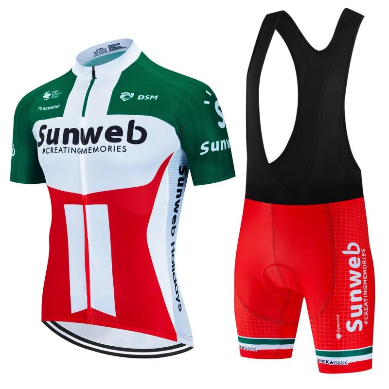Mens Short Sleeve Cycling Jersey Set Sunweb Team Edition Mountain Road Bike Moisture Wicking