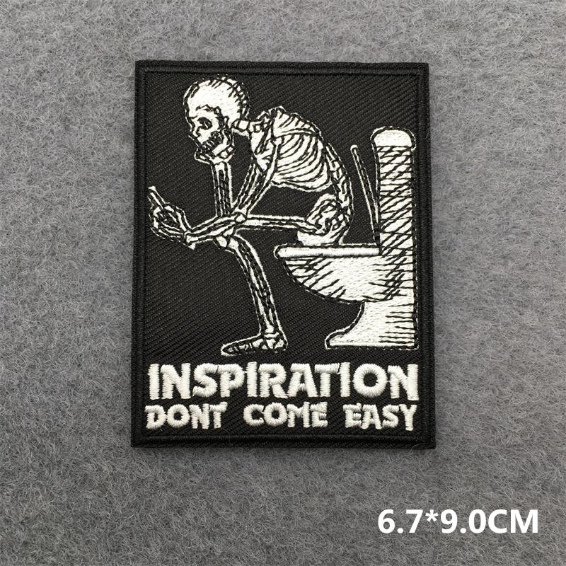 Punk Patch Flame Embroidery Patches For Clothes Scary Skull Iron On Patches On Clothing Embroidered Jacket Badge Sticker