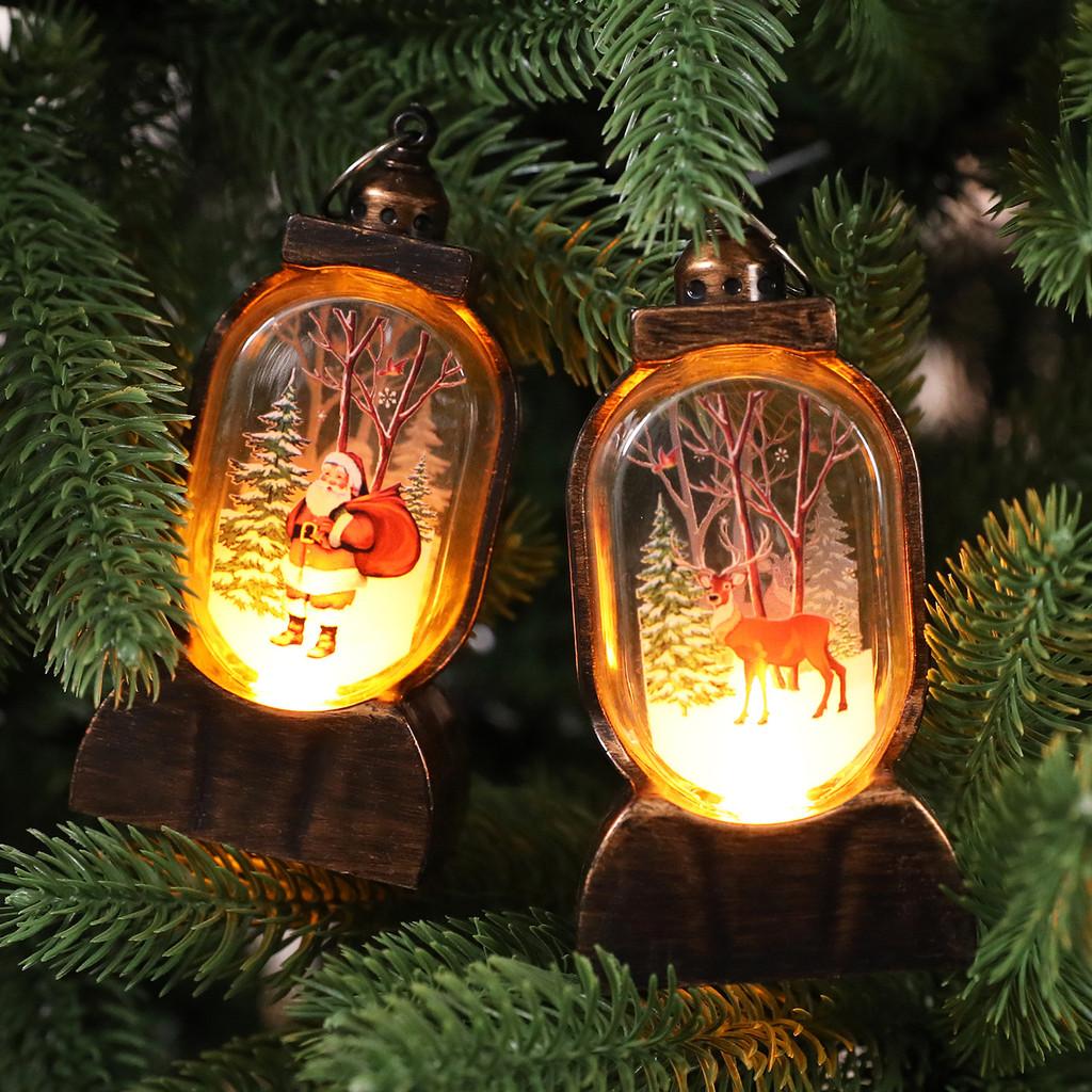 Vintage Christmas Night Light Decoration With Retro Gold Santa Figurine For Festive Home Decor