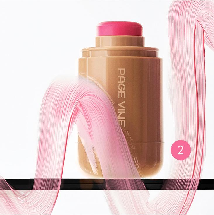 PAGE VINE Pocket Blush Stick – 6 Color Lip & Cheek Water-Light Highlighter Matte Rouge