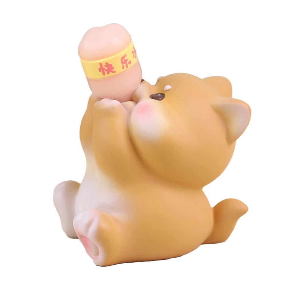 Resin Cute Animal Ornament Drinking Coke Pose Animal Cake Topper Resin Animal Statue For Kids