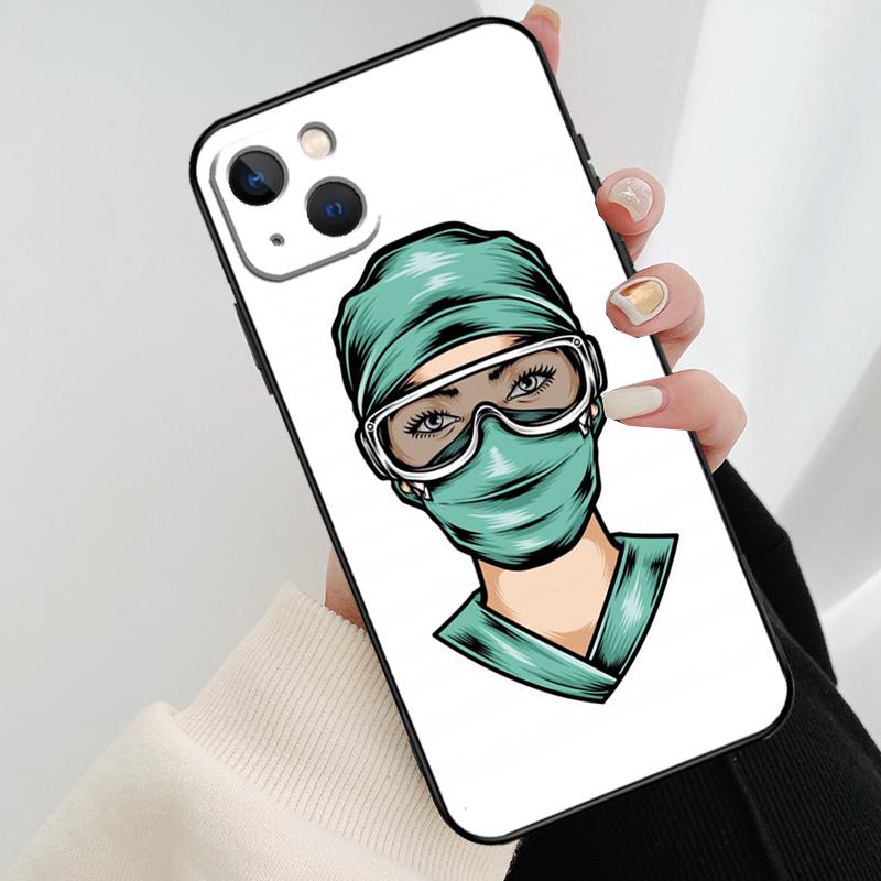 Cartoon Medicine Doctor Nurse Phone Case For iPhone 17 Pro Max 16 15 11 13 12 14 Pro Max Mini 15 16 Plus 16e 17 Air Cover