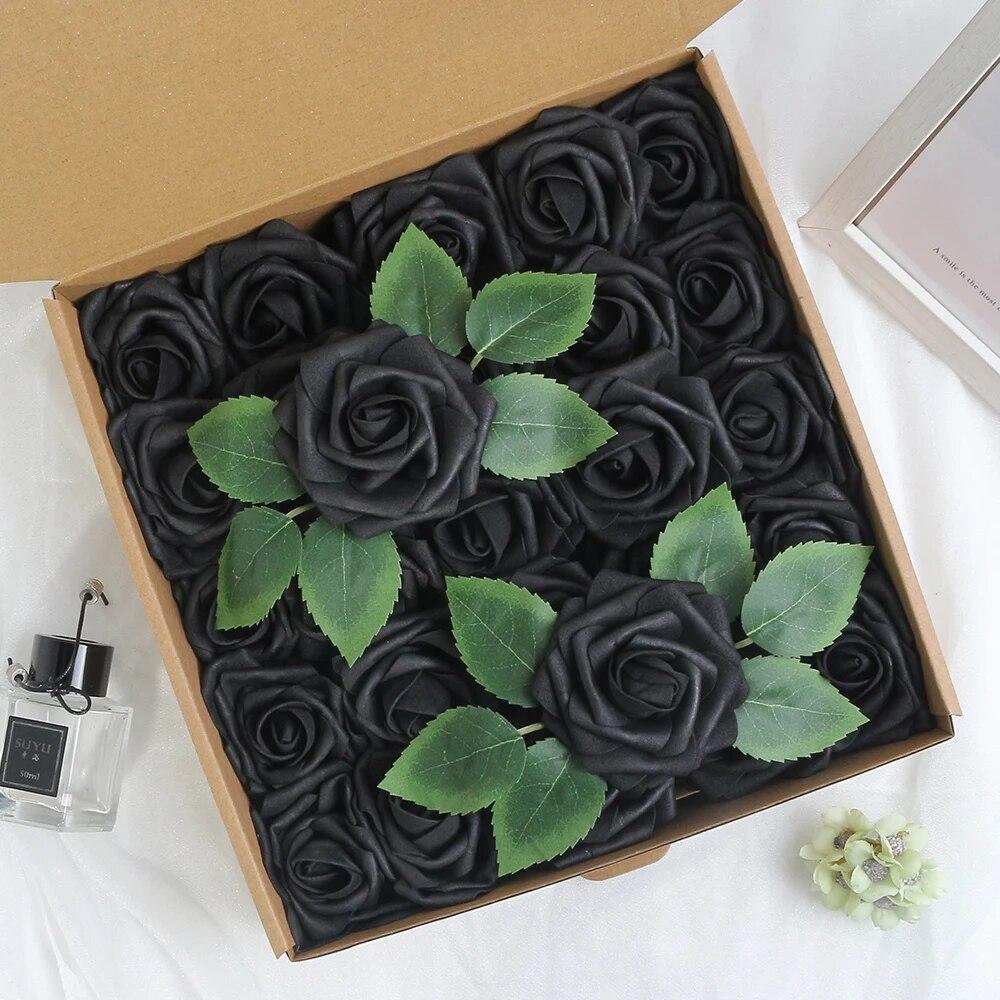 25Pcs Rose Artificial Flowers Foam Fake Flowers for Home Decor Garden Wedding Party Decoration Bouquet Garland Gifts Accessories