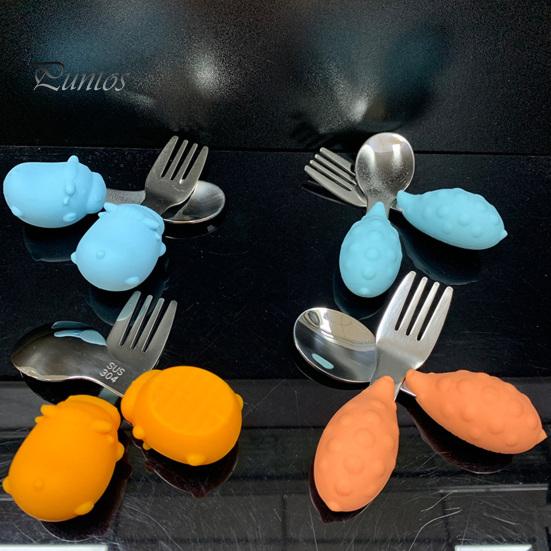 Cheap 1 Set Kids Utensils Anti rust Eco friendly Soft Handle