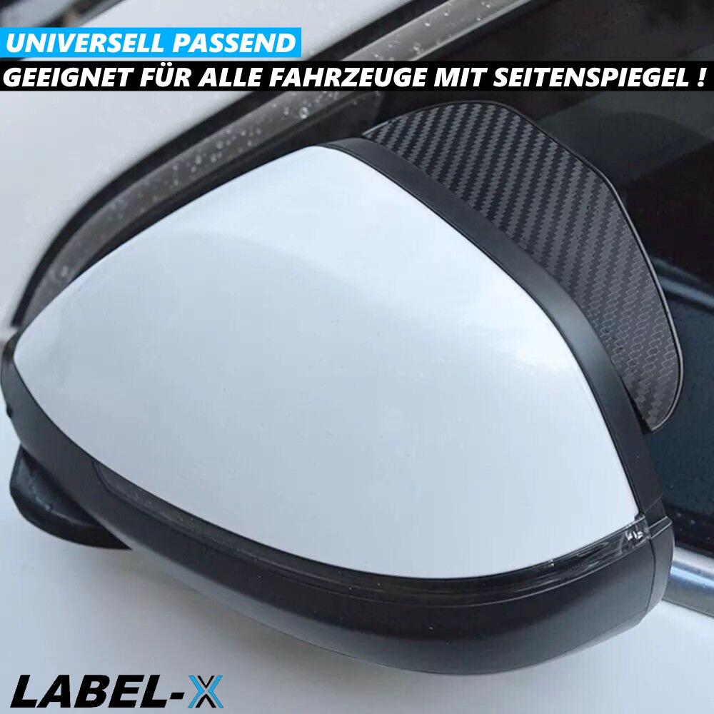 LABEL-X Rückspiegel Regenschutz Sonnenblende Seitenspiegel Carbon Kappe 2er