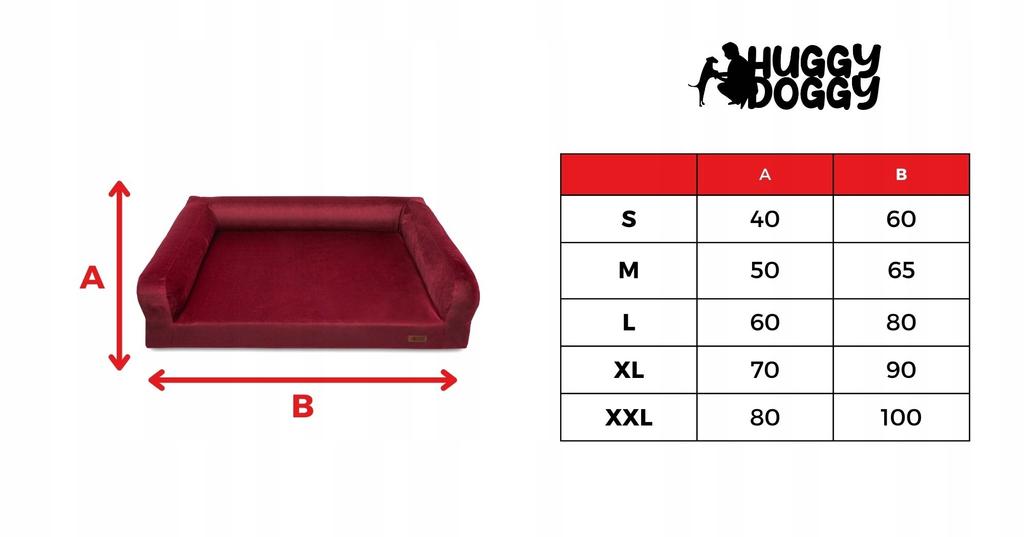 Bed for a Large Dog Burgundy Orthopedic Sofa Labrador Huggy Doggy Xxl