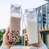 750Ml Transparent Milk Bottle Water Box Square Milk Coffee Juice Tea Cup Transparent Milk Storage For Outdoor Sports Camping Gym