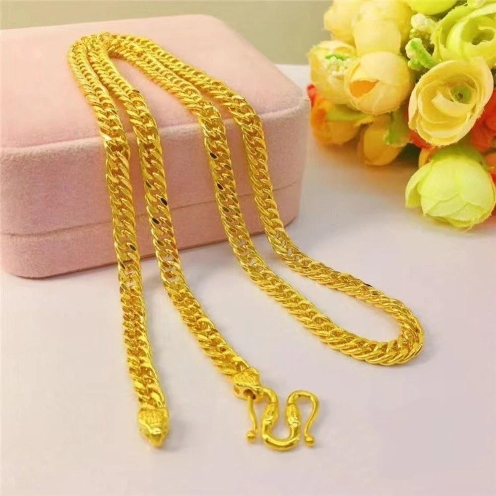 Fade Resistant Saddle Chain Necklace Zinc Zinc Alloy Electroplated Men Gold-plated Necklace Party