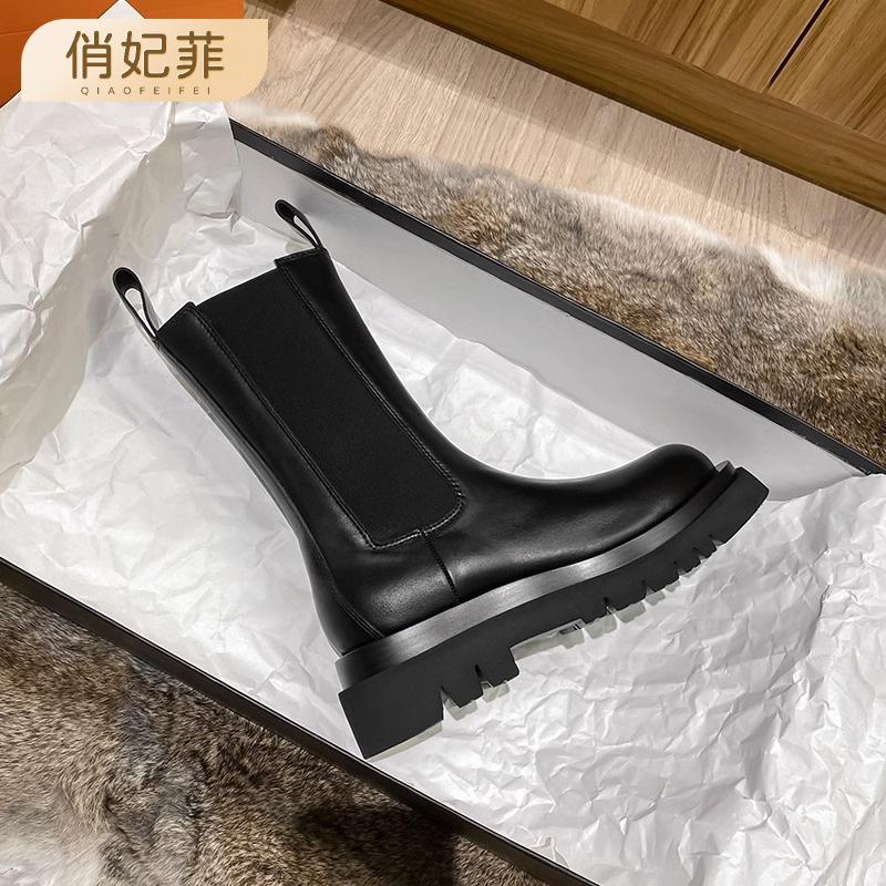 Platform Martin Boots Women's Spring and Autumn New Short Boots Smoke Boots Chelsea Height Boots