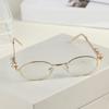 Women Men Metal Blue Light Blocking Small Oval Glasses Frame Lightweight Fashionable Eyewear for Daily Computer Use