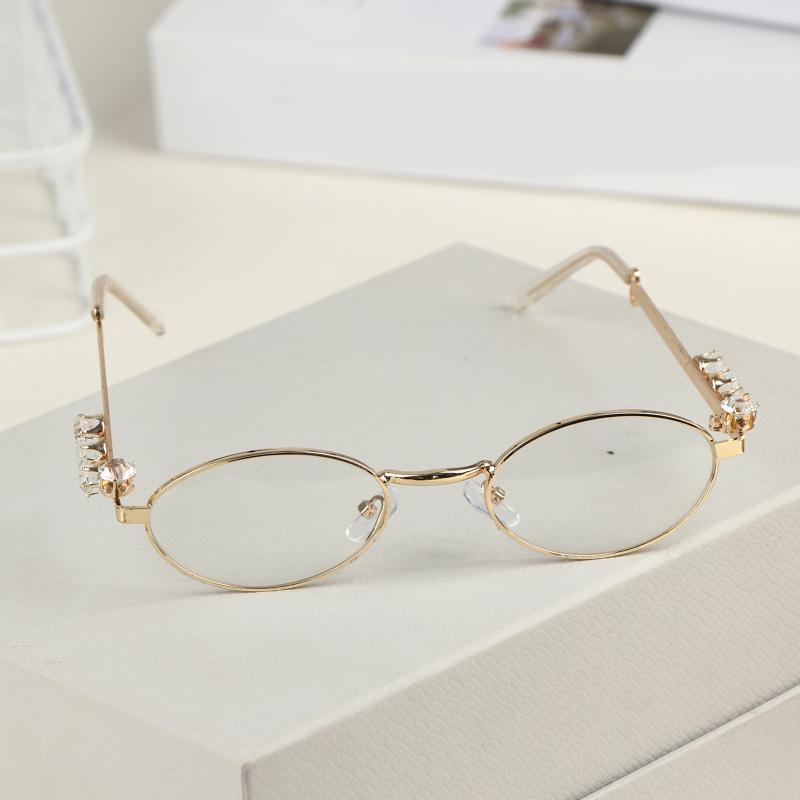 Women Men Metal Blue Light Blocking Small Oval Glasses Frame Lightweight Fashionable Eyewear for Daily Computer Use