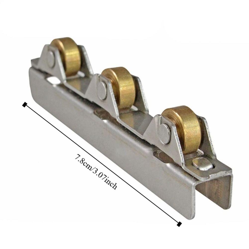 4PCS/Set Stainless Steel Pulley Roller 3 Copper Wheels Load-Bearing Track Wheel Wear-resistant Smooth Window Pulley