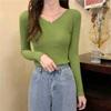 Spring and Autumn New Slim-fit Long Sleeve Bottom Knitted Sweater Low Neck Inner Sweater Women