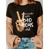 Women's Bad Moms Funny Slogan T-Shirt - "Mom Hair Don't Care" & Bad Moms Lettering, Short Sleeve Crew Neck Casual Top