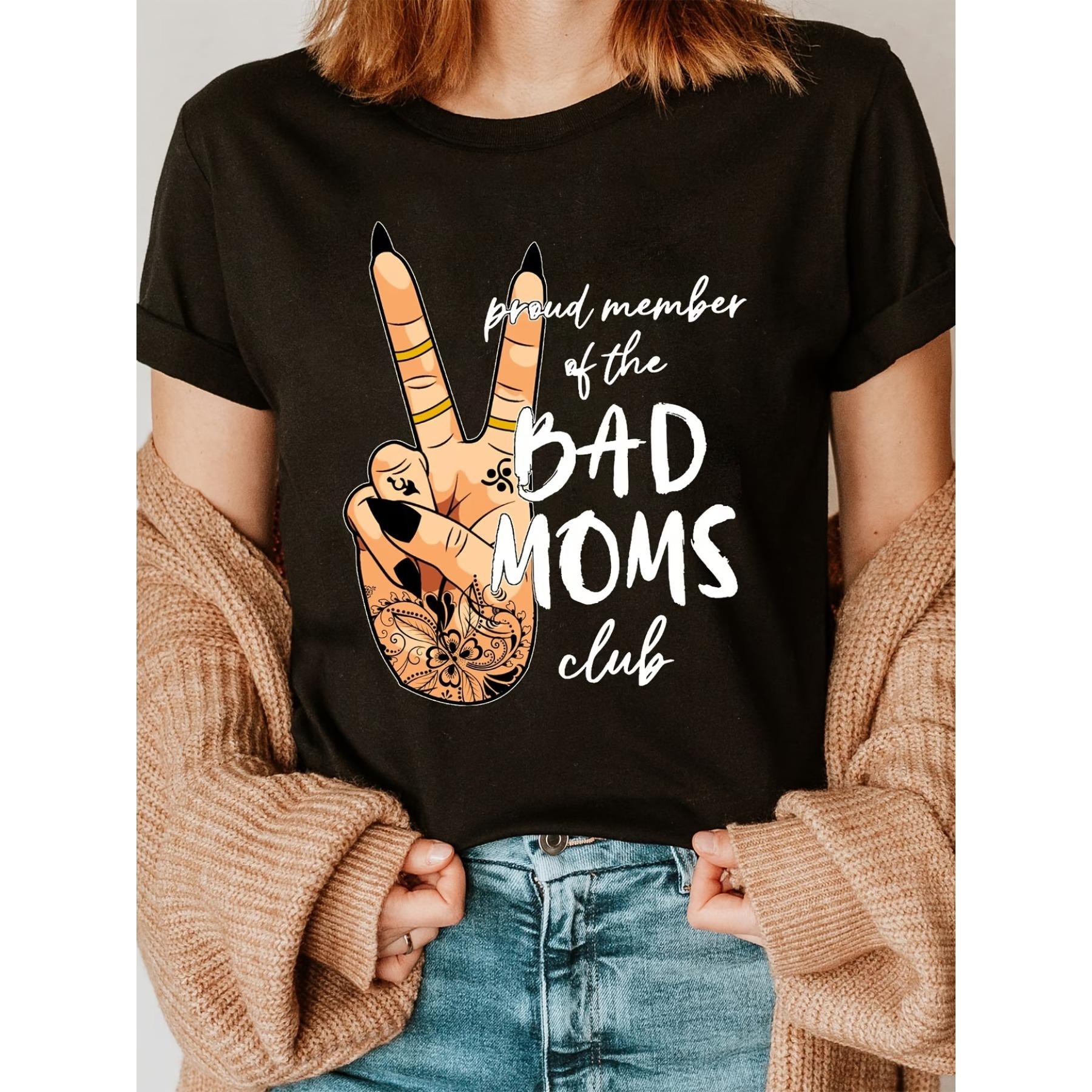 

Женская футболка Bad Moms с забавным слоганом - Мамины волосы, мне все равно и надписью Bad Moms, с коротким рукавом, круглым вырезом, повседневный топ S чёрный