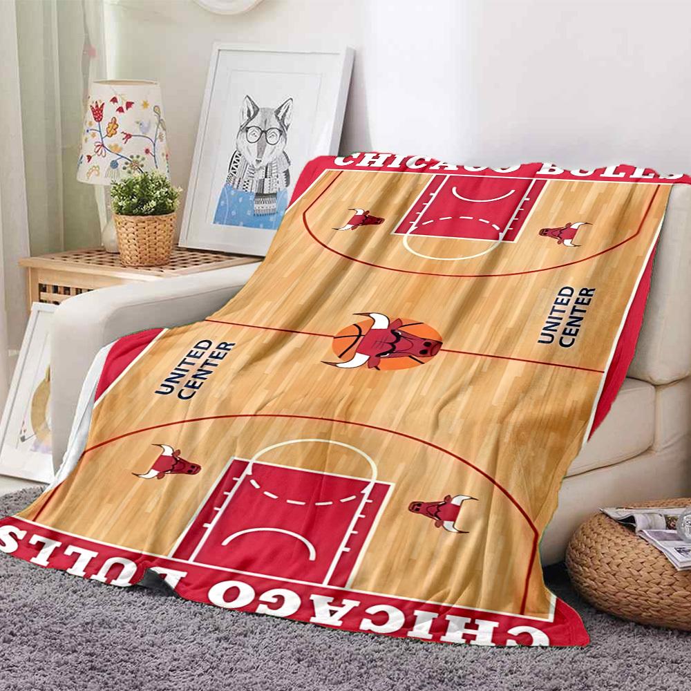 1pc Bulls Court Flannel Blanket, Soft Skin Friendly with Digital Printing, Various Sizes Available for Family, Friends, Birthday