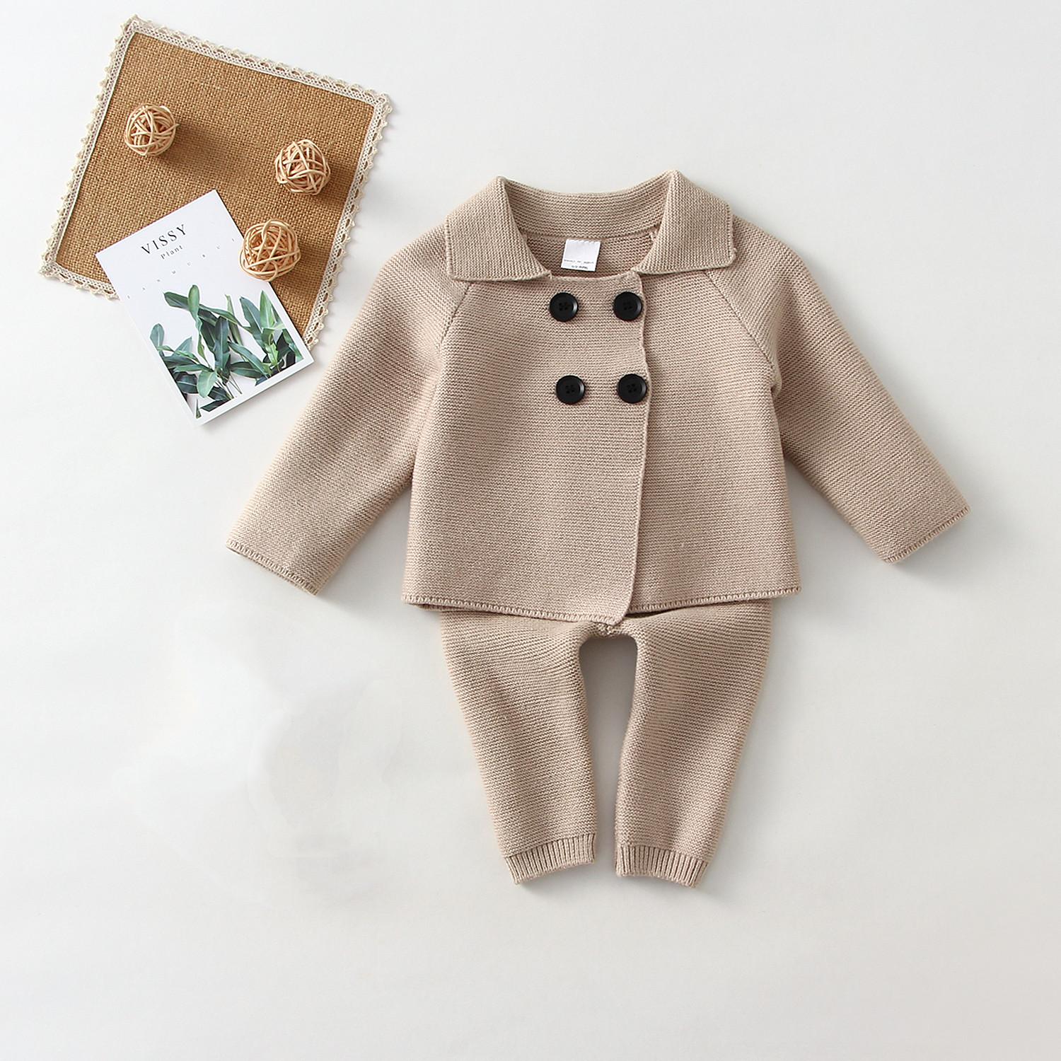 

Модные комплекты вязаной одежды для маленьких мальчиков, кардиган с длинными рукавами + брюки, весенне-осенние комплекты из 2 предметов для мальчиков 66