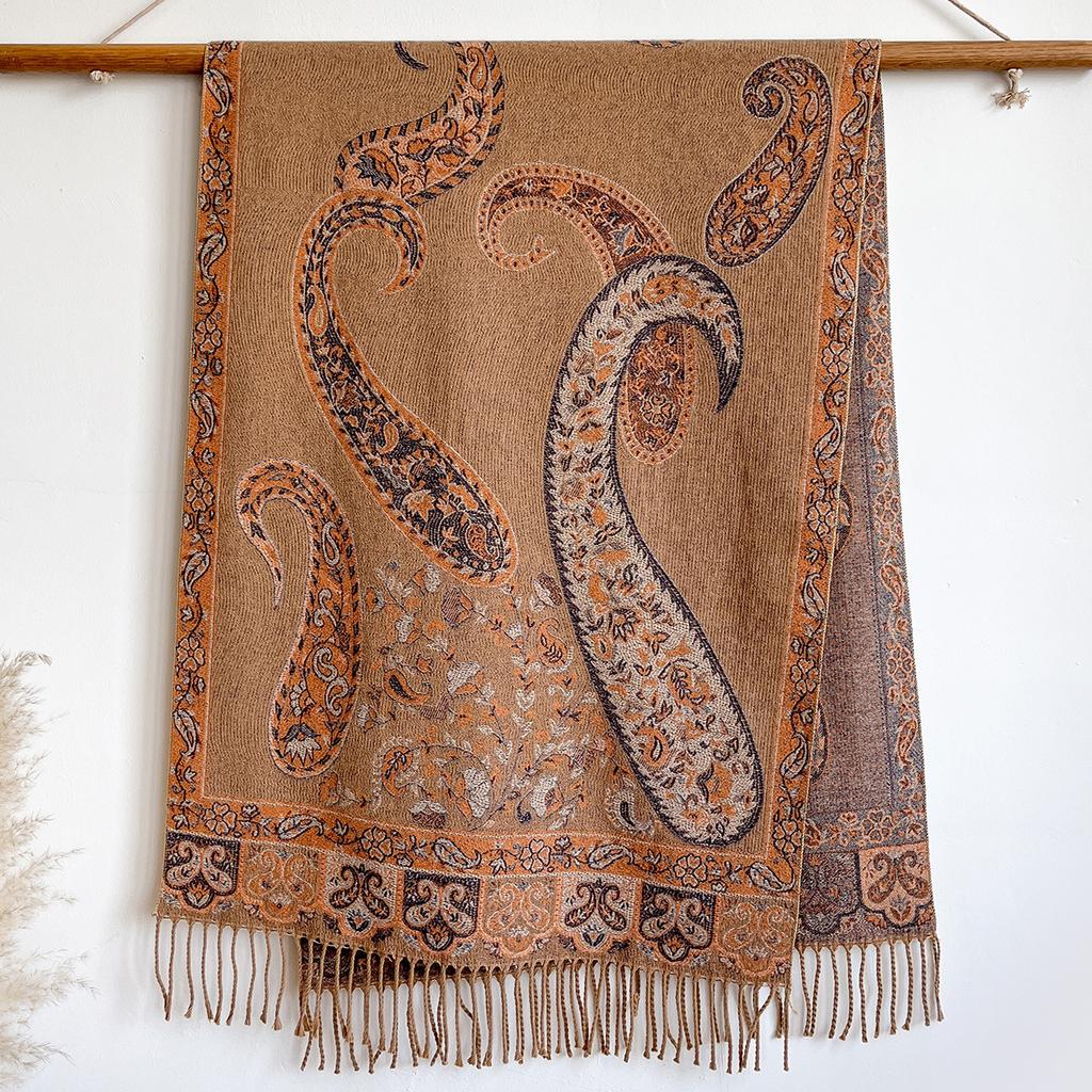 Retro Cashew Jacquard Imitation Cashmere Jacquard Shawl Women'S, Flowers Are Specially Designed For Thick And Warm Outfits