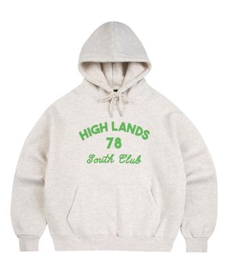 [Fleece-Lined] Peach Skin South Club Logo Hoodie - Oatmeal