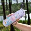 Cute Dinosaur Rainbow Straw Water Bottle, Portable, Large Capacity, Reusable, Lightweight, Outdoor, Camping, Picnic, 800ml