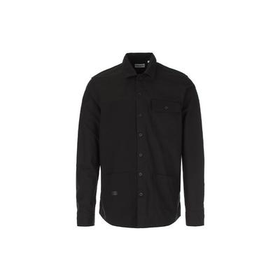 Chaqueta Camisa de Hombre con Múltiples Bolsillos y Dobladillo Dividido Negro A2BD7001