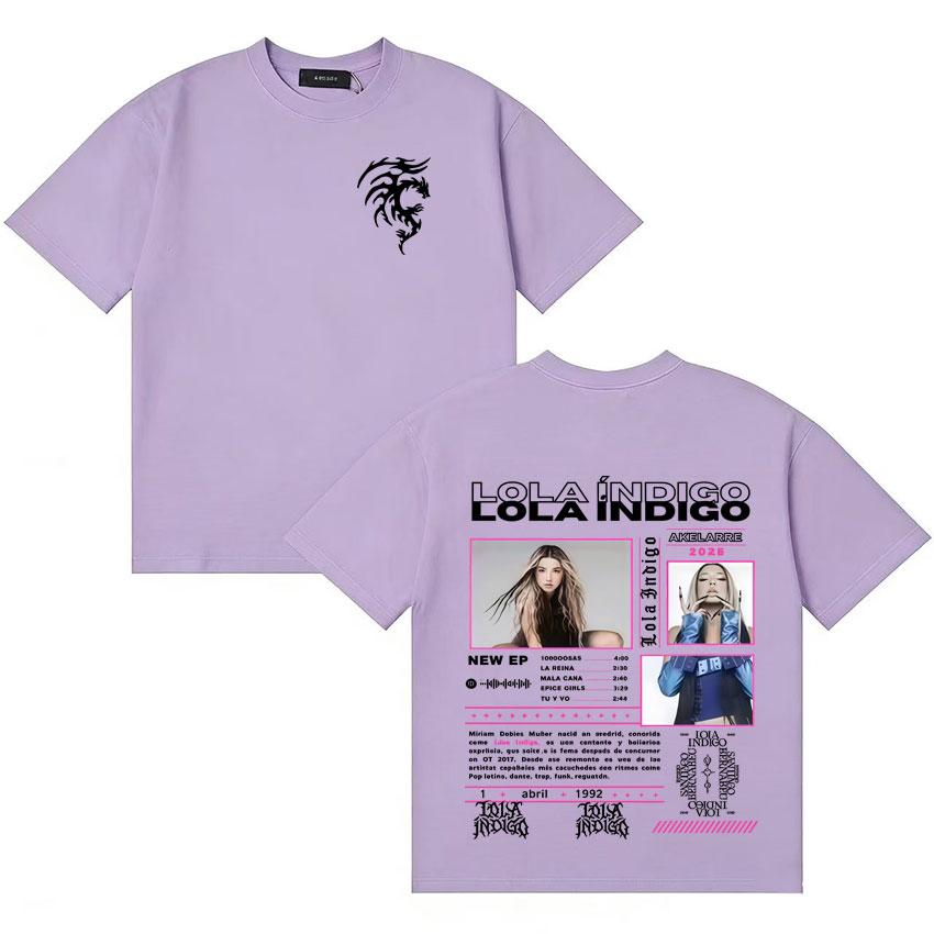 Hot Sale Tops Singer Lola Tour Indigo 2026 Merch Graphic ONeck Tshirt Unisex Women Retro Fashion T Shirts Cotton Short Sleeve Tees