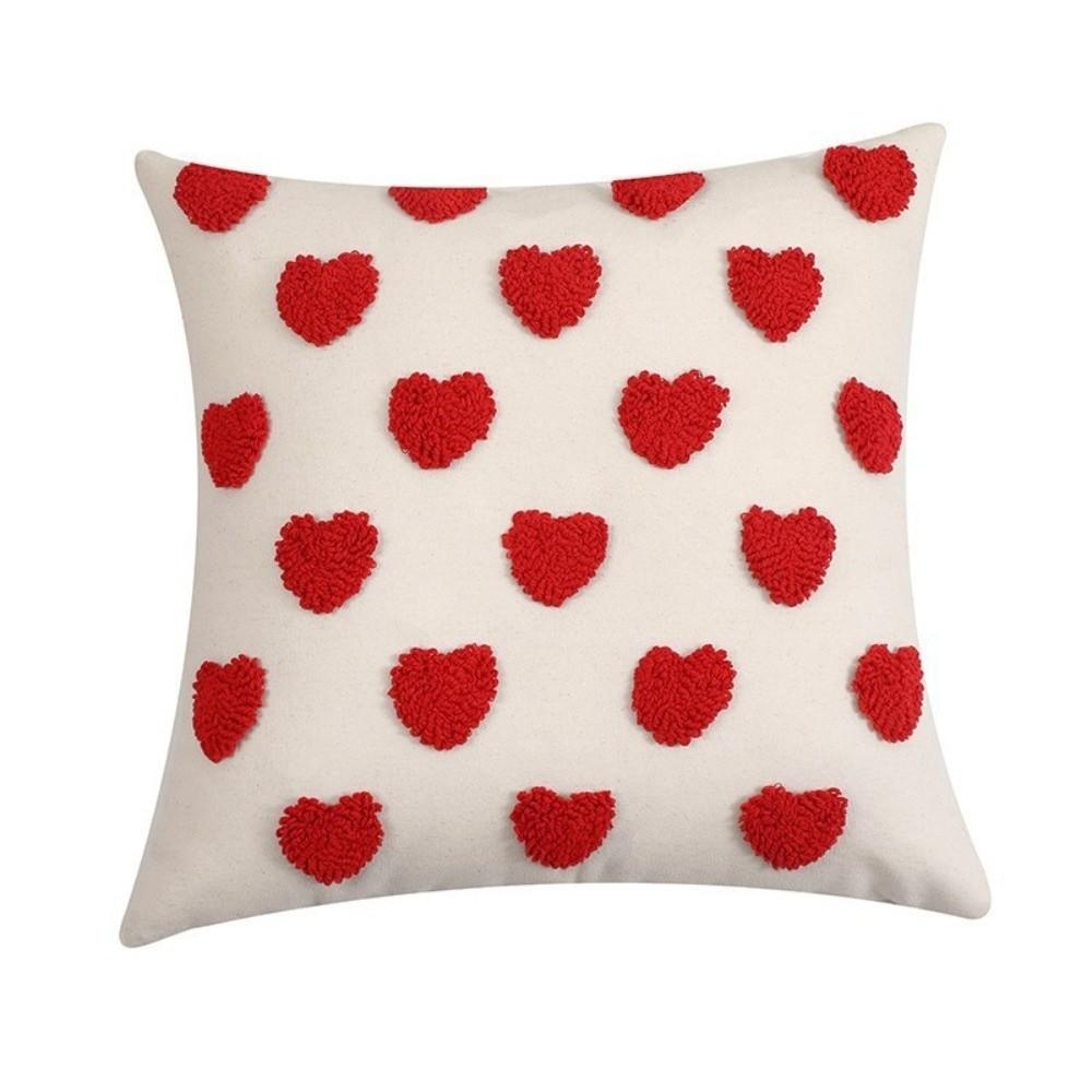 Fashion Heart Embroidery Throw Pillow Cover Square Sofa Cushion Covers 45x45cm Soft Couch Decor Valentine's Day Decor
