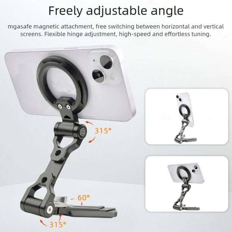 Portable Metal Phone Holder Stand Foldable Design Adjustable Viewing Angle For Smartphones Video Calls Home & Office Use