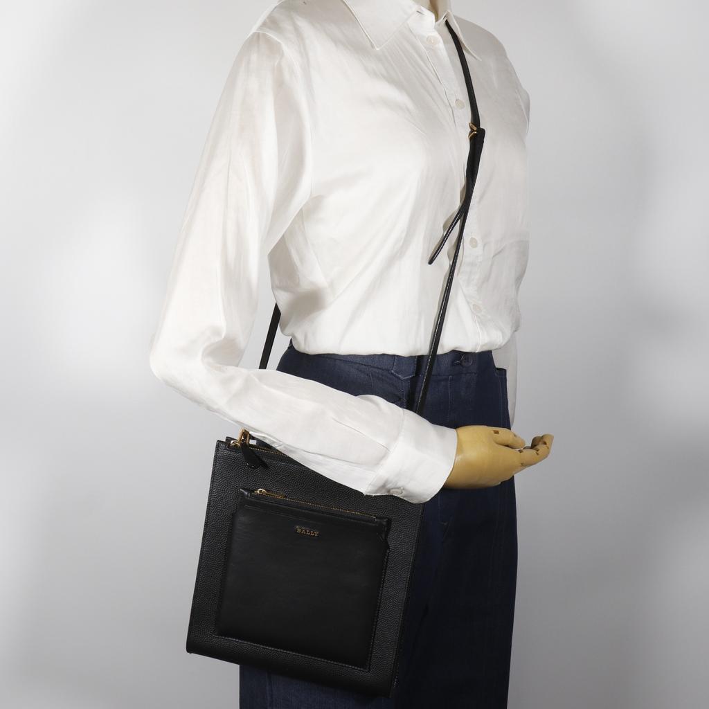 Bally Shoulder Bag Black Leather Women Used