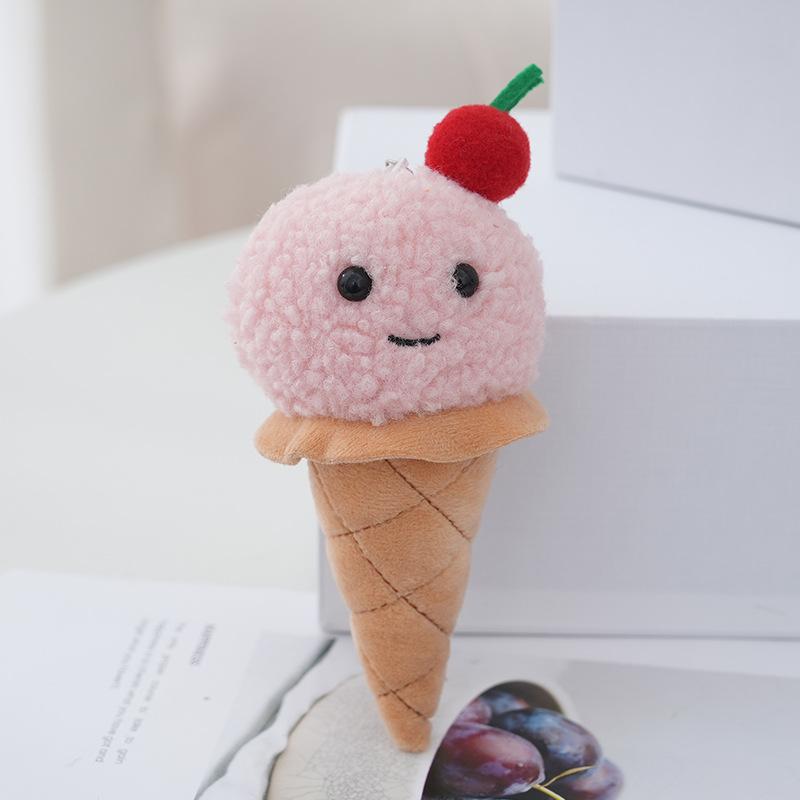 Plush Delightful Ice Cream Cone Keychain Whimsical And Soft Bag Accessory