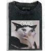 European Sizes Men's Vintage Washed T-Shirt  Thick Crew Neck Short Sleeve, Loose Fit Retro Streetwear Top with Washed