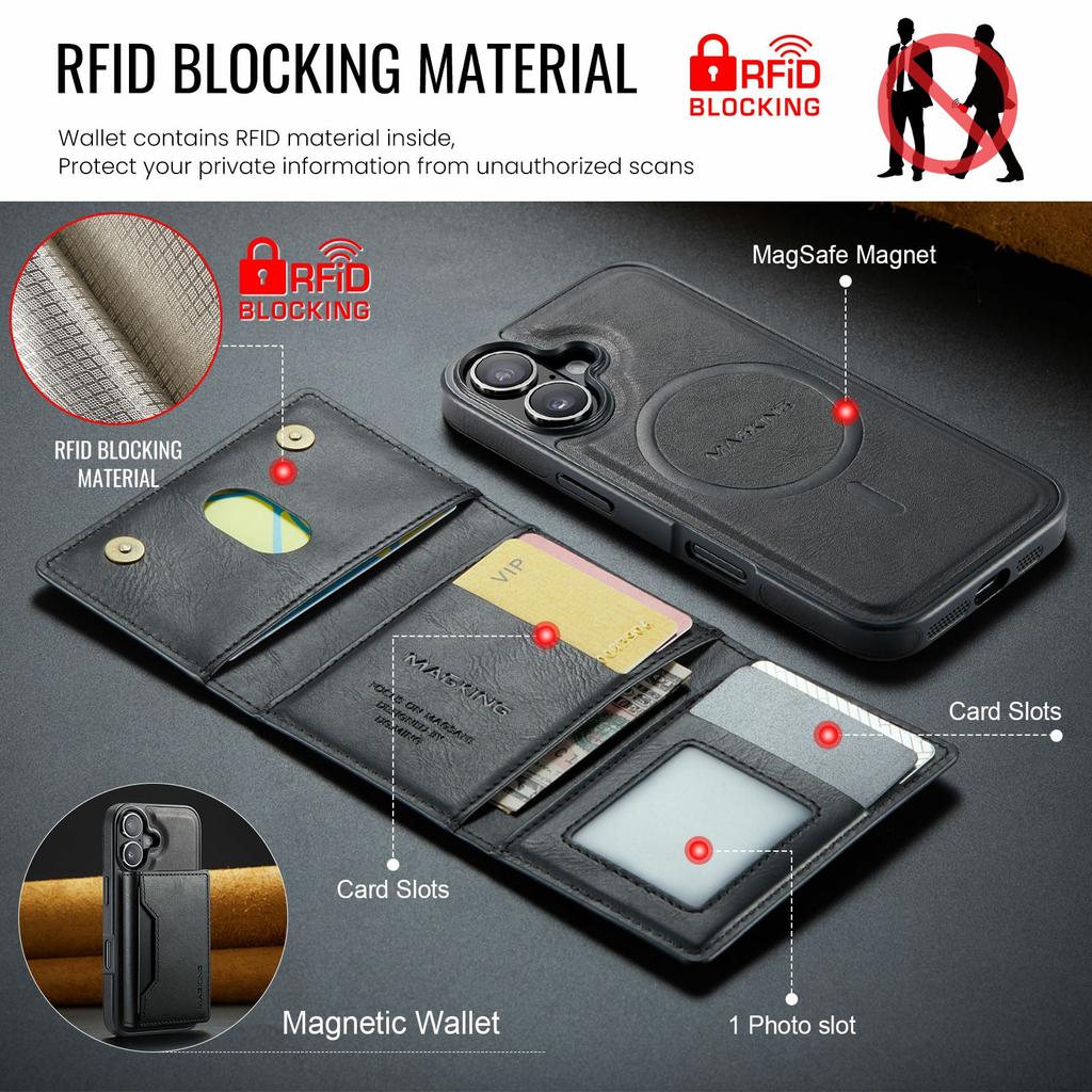 MAGKING K2 Series For iPhone 17 Case Compatible with MagSafe PC+TPU+PU Phone Cover