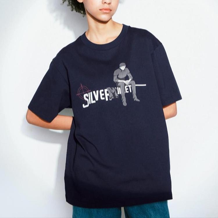 Uniqlo X Detective Conan Akai Shuichi Letter Print Short Sleeve T-Shirt Unisex T-Shirt Navy-Blue 462175-69