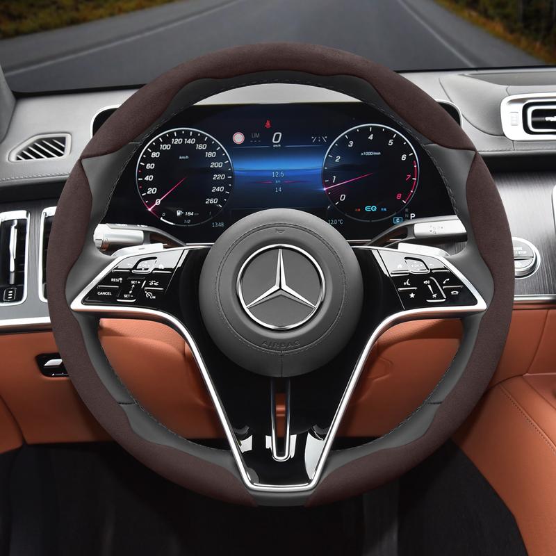 Suitable for Mercedes-Benz Anti-Slip Buckle Segmented Suede Steering Wheel Cover Suitable for E Class S C a Glc Suv Eqc Gle Gla Eqe Amg Eq C63 E63 