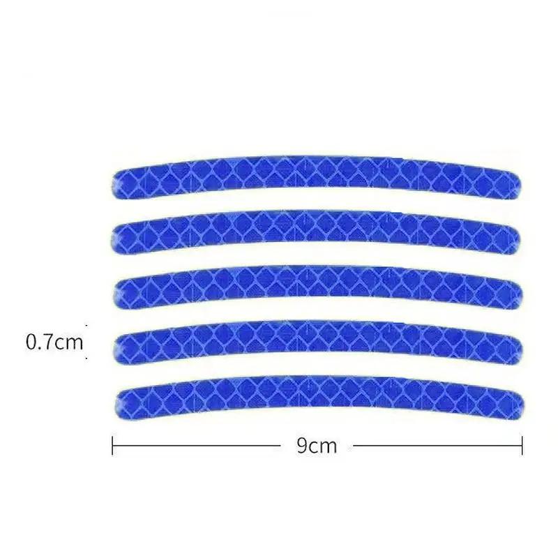 20Pcs Wheel Hub Reflective Stickers Anti Scratch Auto Body Decorative Rim Tape Strips Warning Passing For Car/ Motorcycle /Bike