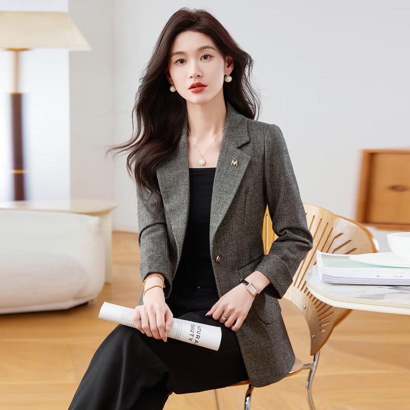 Kebeier Women's 2025 Spring Retro Plaid Blazer