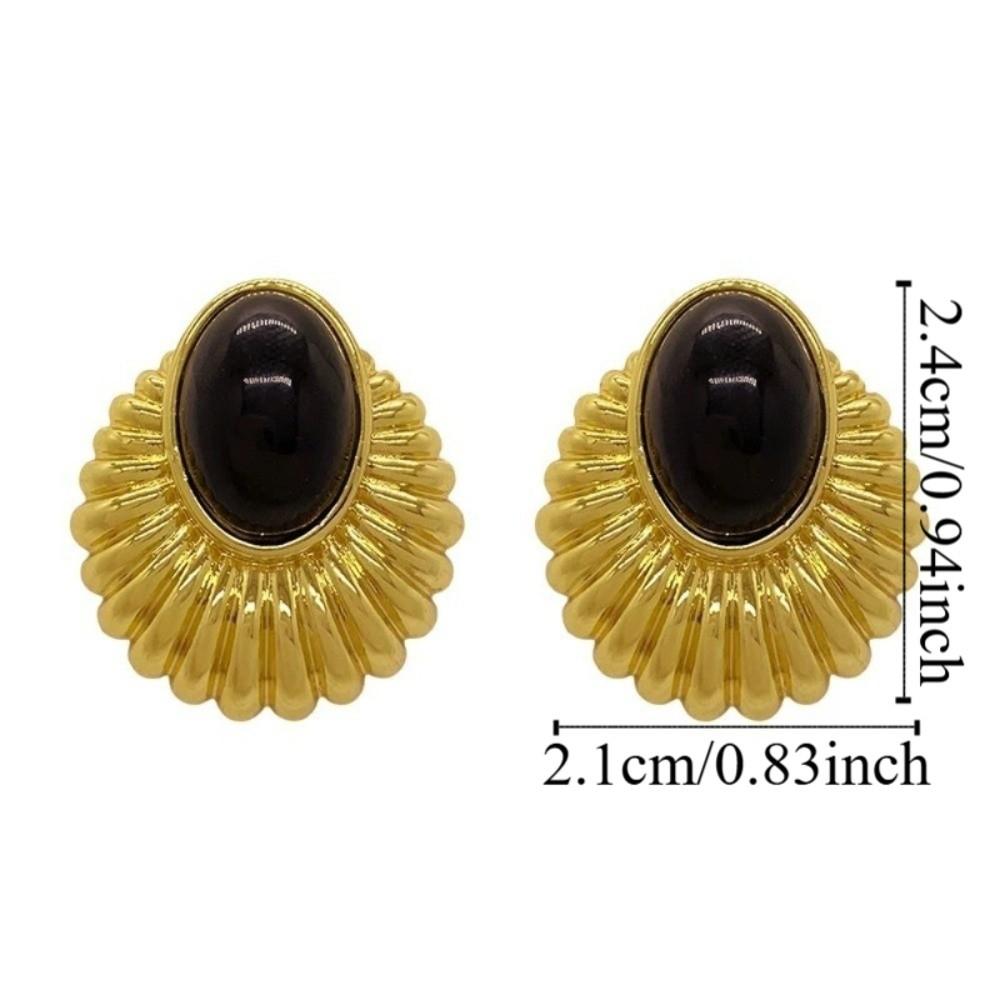 Geometric Oval Earrings Elegant Jewelry Vintage Drop Metal Earrings Party