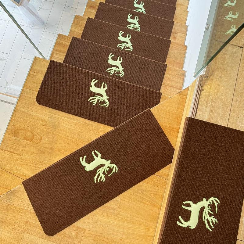 Luminous Self-Adhesive Stair Tread Mats - Splicable, Glue-Free, Solid Wood Protection Carpets