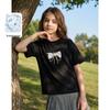 Montagut Girls' Antibacterial Bow Beaded Short Sleeve T-Shirt