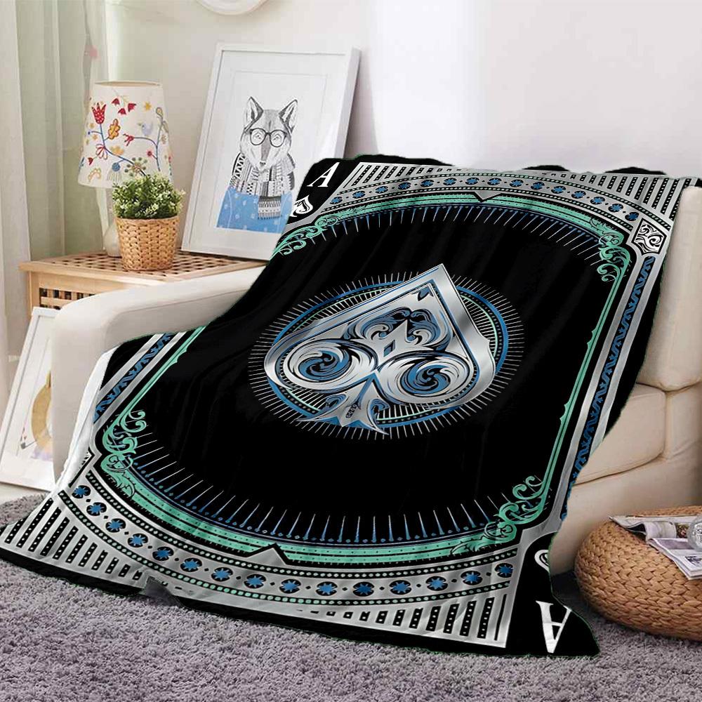 1PC Playing Card Ace of Spades Print Blanket, Soft Throw Blanket - Warm & Cozy for Couch, Bed, Office, and Travel Yy250912205