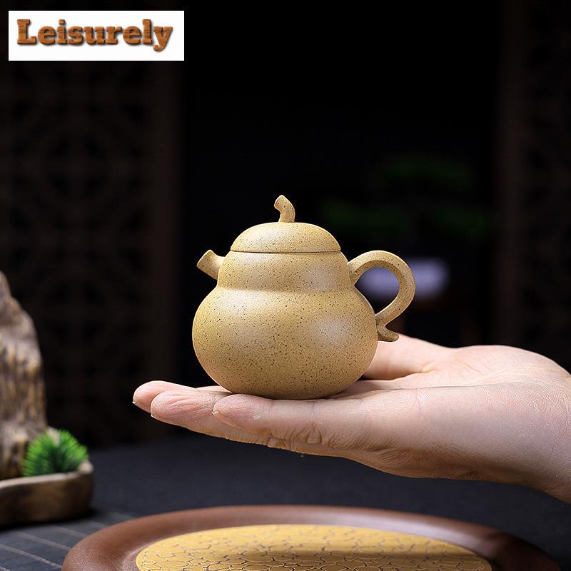 130 ml Ästhetische Yixing Lila Ton Teekannen Handgemachte Kürbis Kanne Roherz Sesam Abschnitt Schlamm Tee Wasserkocher Zisha Tee Set Tee