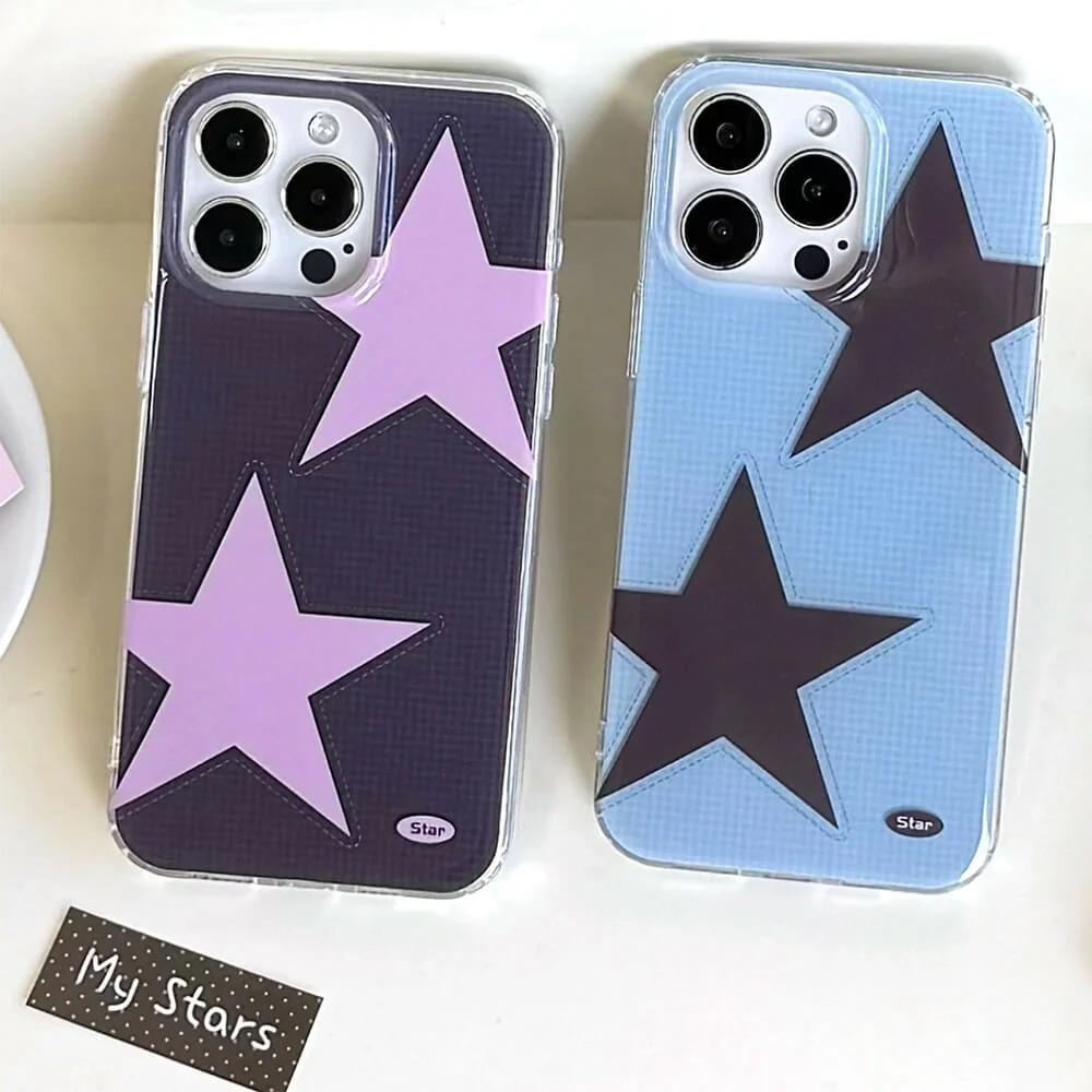 Korean Y2K Star Phone Case for Xiaomi Redmi Note 14 13 12 12s 11 11s 10 9 9s 8 7 Pro Plus 4G 5G Feather Texture Back Cover