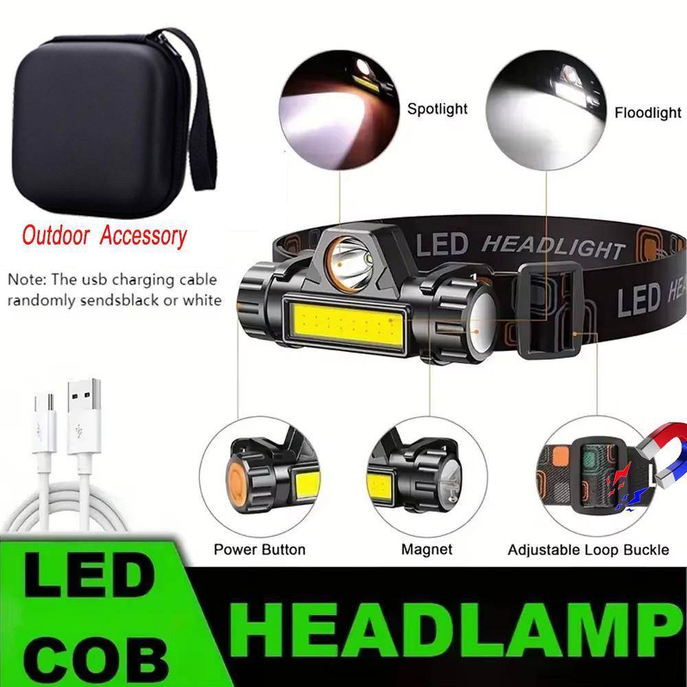 Powerful LED Headlamp, Long Battery Life Magnetic Fishing Light, Rechargeable Waterproof Headlight for Camping Hiking Cycling