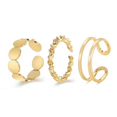 3-piece Set of Personality Plain Circle Elegance Open Mouth Rings  Women Trend Party Aesthetic Jewelry Gift