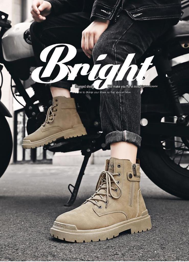 2023 Autumn Men's British Style High-Top Martin Boots: Trendy Casual Workwear Safety Shoes