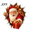 Seasonal Wall Art Christmas Break-In 3D Decal, Santa Claus/Deer/Snowman/Elf/Dog/Nutcracker/Gingerbread Man Patterns Window Holiday Atmosphere