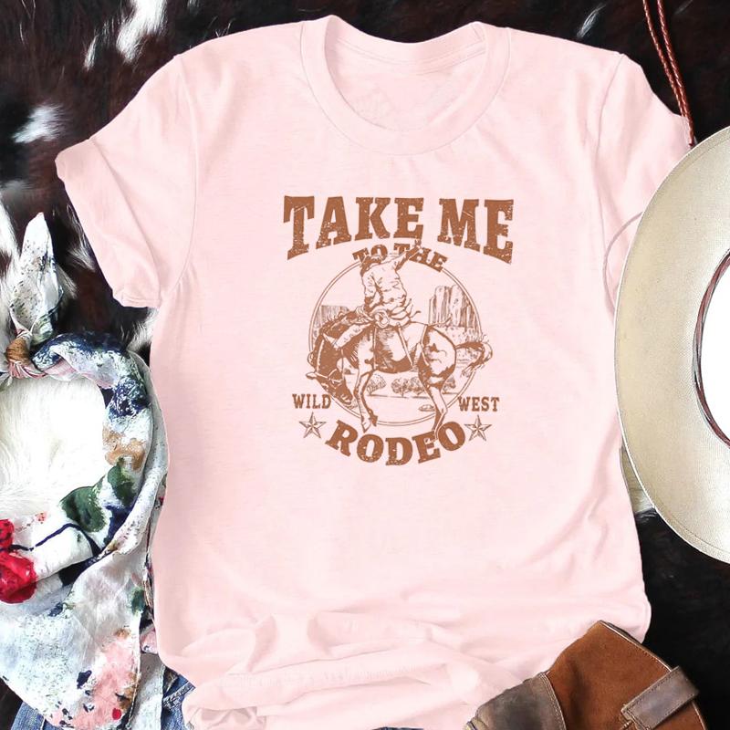 Cowboy Rodeo Graphic Tees Women Vintage Country Music Tshirt Cowgirl Cute Funny Western Tshirts Outfits Female Retro Shirt Tops
