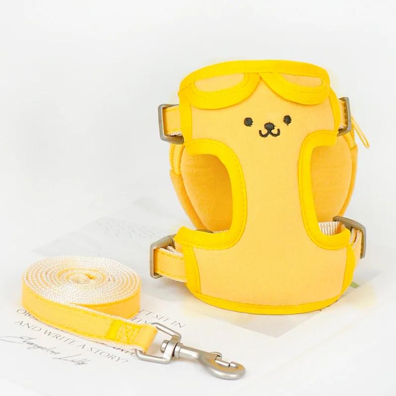 Classic Cute Small Dog Harness and Leash Set Step-in Adjustable Puppy Cat Dog Vest Harnesses Backpack Pet Harness for Small Medium Dogs
