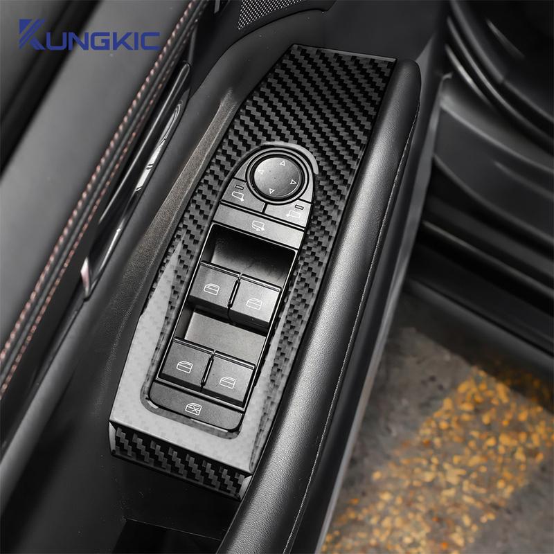 Real Soft Carbon Fiber Sticker LHD RHD For Mazda 3 BP Axela -2025 Car Front Door Window Lift Panel Interior Accessories